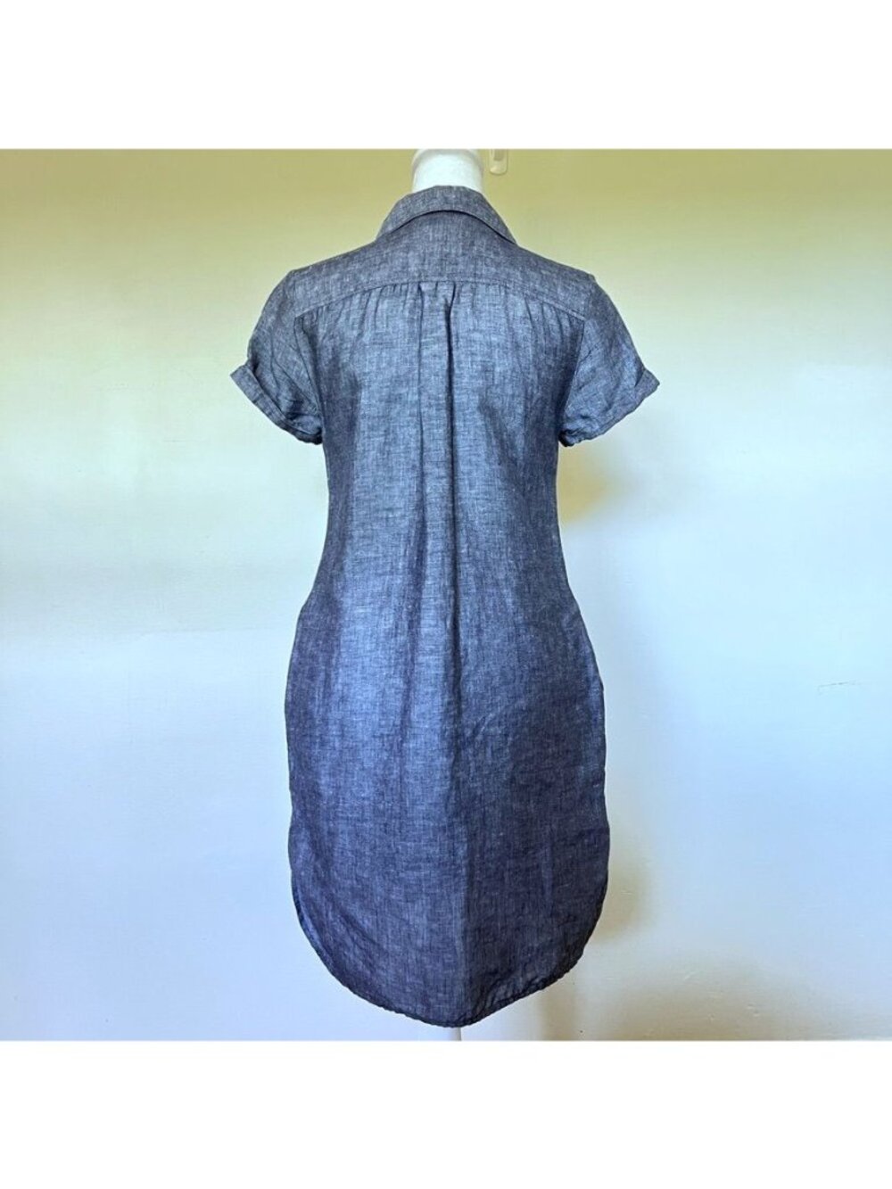 Banana Republic Linen Womens Sz 0 Shirt Dress Chambray Coastal Preppy Old Money - Picture 3 of 12